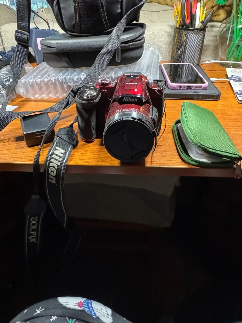 Nikon CoolPix P610 Red Bridge-Style Digital Camera w/ strap and accessories